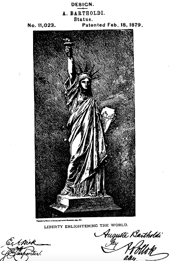 The statue of liberty design patent.